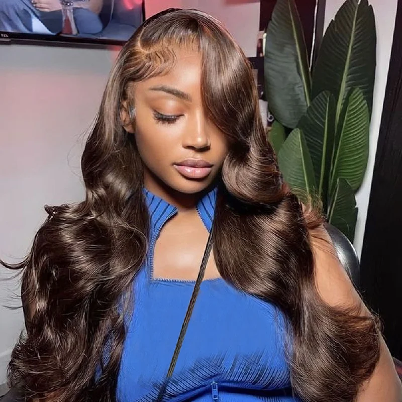 Colored wig with a curly texture for a bold and stylish choice#4 Chocolate Brown Color Body Wave Lace Closure Wig Pre Cut HD Lace Closure Wig 7x5/8x5 Wear and Go Colored wig with a curly texture for a bold and stylish choice#4 Chocolate Brown Color Body Wave Lace Closure Wig Pre Cut HD Lace Closure Wig 7x5/8x5 Wear and Go
