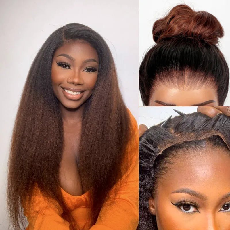 Adjustable - cap colored wig for a comfortable fitAlibonnie Upgrade Black Brown Ombre Yaki Straight/Body Wave Invisi Strap 360 Skin Lace Frontal Pre Everything Glueless Wigs Adjustable - cap colored wig for a comfortable fitAlibonnie Upgrade Black Brown Ombre Yaki Straight/Body Wave Invisi Strap 360 Skin Lace Frontal Pre Everything Glueless Wigs