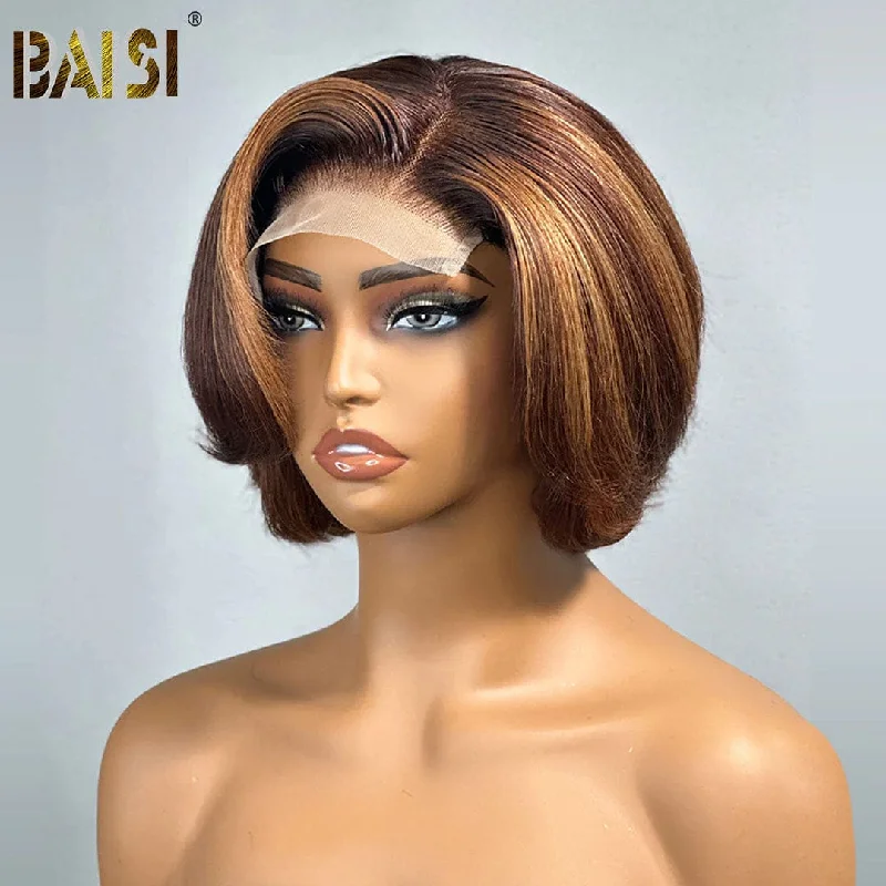 Bob Wigs for Vintage - Inspired Looks Bob wig with a pre - plucked hairline for a more natural lookBaisi Elegant Brown Mix Blonde Short Wig Bob Wigs for Vintage - Inspired Looks Bob wig with a pre - plucked hairline for a more natural lookBaisi Elegant Brown Mix Blonde Short Wig