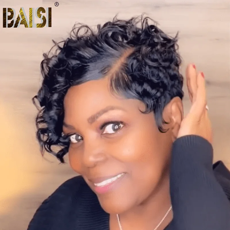 Bob Wigs for Date Nights Bob wig with a monofilament cap for a breathable feelBAISI Fashion Side Part Curly Short BOB Wig Bob Wigs for Date Nights Bob wig with a monofilament cap for a breathable feelBAISI Fashion Side Part Curly Short BOB Wig