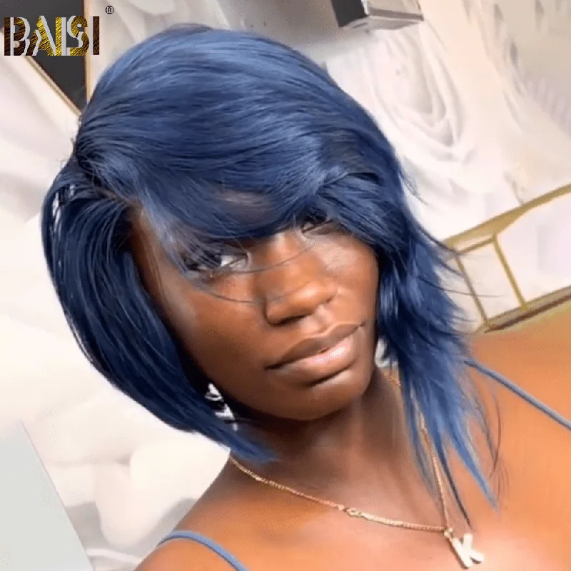 Bob Wigs with Breathable Caps for Comfort Bob wig with a curly fringe for a playful and youthful vibeBAISI Sexy Side Part Grey Blue Short BOB Wig Bob Wigs with Breathable Caps for Comfort Bob wig with a curly fringe for a playful and youthful vibeBAISI Sexy Side Part Grey Blue Short BOB Wig