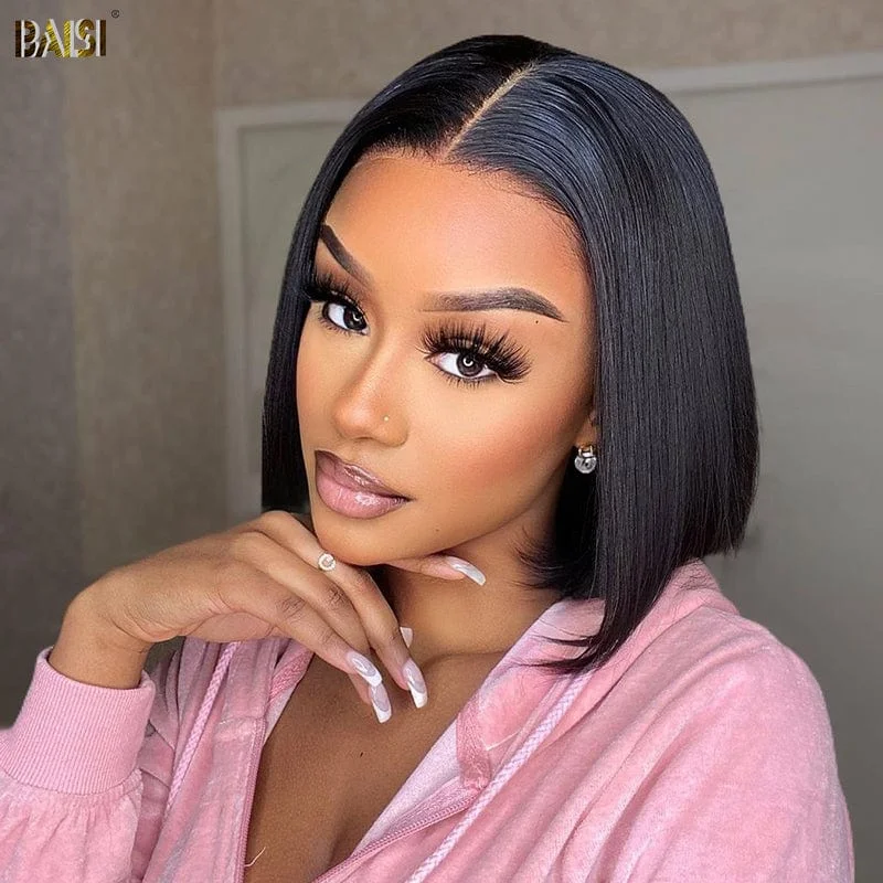 Bob Wigs for Dance Classes Bob wig with a pre - plucked hairline for a more natural lookBAISI Straight Bob Wig 100% Human Hair Bob Wigs for Dance Classes Bob wig with a pre - plucked hairline for a more natural lookBAISI Straight Bob Wig 100% Human Hair