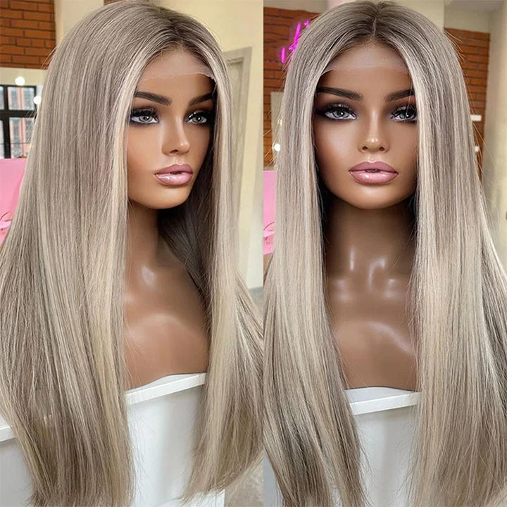 Lace wig with a wavy texture for a beachy lookBalayage Highlight Brown Mix Blonde 613 Straight 13x4 Lace Front Wig Glueless 4x4 Lace Human Hair Wig Lace wig with a wavy texture for a beachy lookBalayage Highlight Brown Mix Blonde 613 Straight 13x4 Lace Front Wig Glueless 4x4 Lace Human Hair Wig