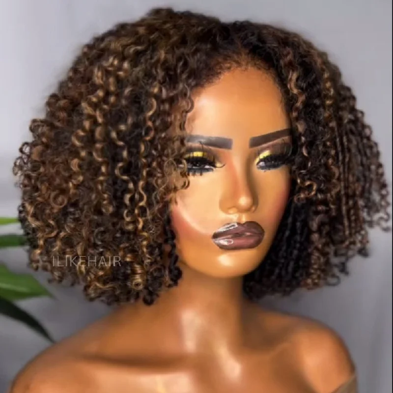 Colored wig with a purple - violet shade for a regal and elegant lookHighlights 4C Kinky Edges With Coily Curly 5x5 HD Lace Closure Wig Colored wig with a purple - violet shade for a regal and elegant lookHighlights 4C Kinky Edges With Coily Curly 5x5 HD Lace Closure Wig