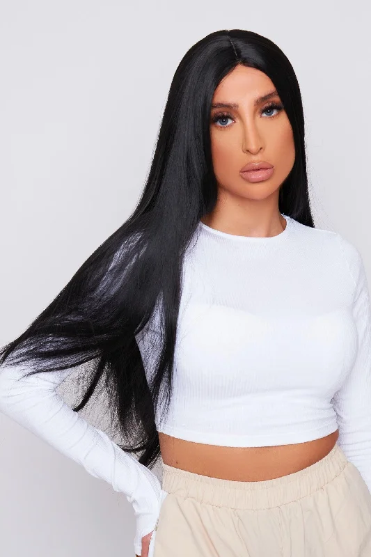 Lace wig with a 13x4 lace frontal for a wide - parting areaNaomi 28” Black Synthetic Lace Front Wig Lace wig with a 13x4 lace frontal for a wide - parting areaNaomi 28” Black Synthetic Lace Front Wig
