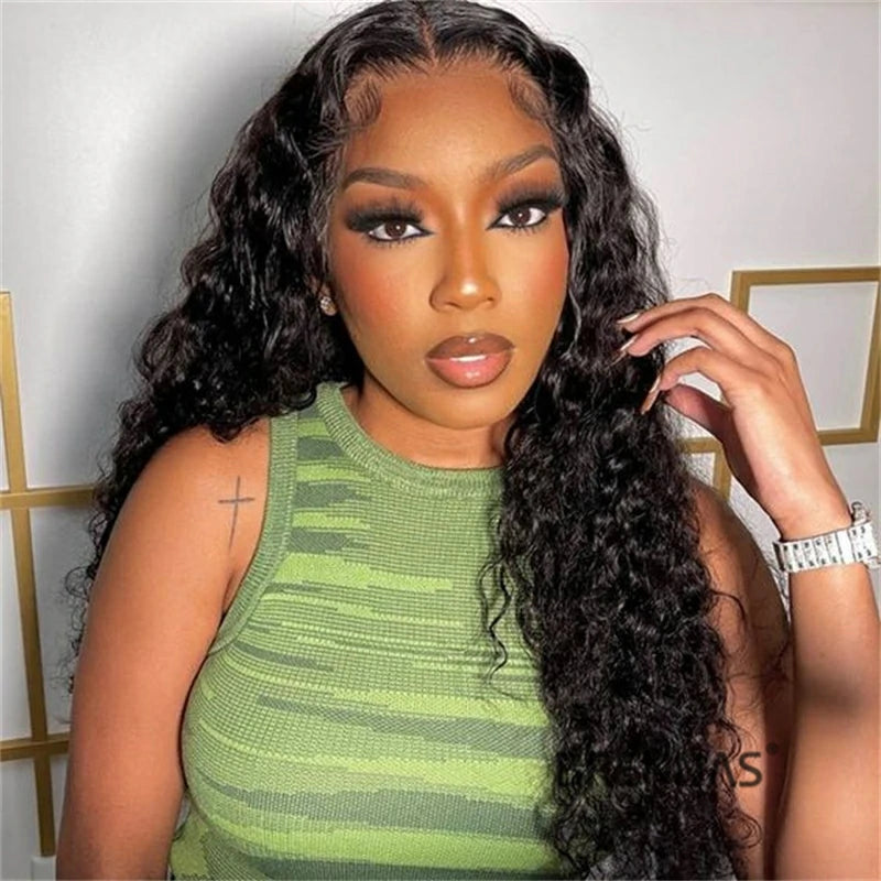 Human - hair wig with a side - swept bang for a sophisticated lookBrennas Hair 6x6 HD Water Wave Lace Front Wigs Pre Plucked Wet and Wavy Lace Front Wigs