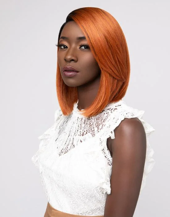Human - hair wig with a natural - looking root for a more realistic lookChic Lob Lace Wig Human - hair wig with a natural - looking root for a more realistic lookChic Lob Lace Wig