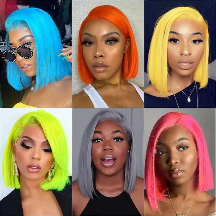 Bob Wigs for Picnics Bob wig with a blunt cut for a modern and edgy styleColored Straight Hair Bob Wig Short 13x4 HD Lace Human Hair Wigs Pre-Plucked Hairline Bob Wigs for Picnics Bob wig with a blunt cut for a modern and edgy styleColored Straight Hair Bob Wig Short 13x4 HD Lace Human Hair Wigs Pre-Plucked Hairline