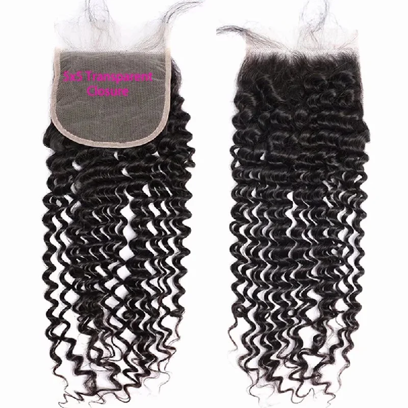 Lace wig with a pre - bleached knot for a natural - looking scalp5x5 Curly Closure