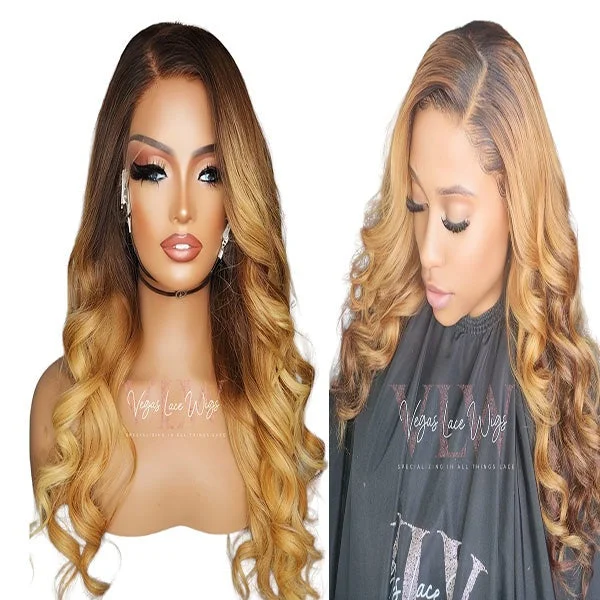 Lace wig with a straight texture for a sleek and minimalist lookHD Invisible Lace Ombre Blonde Wig Danica