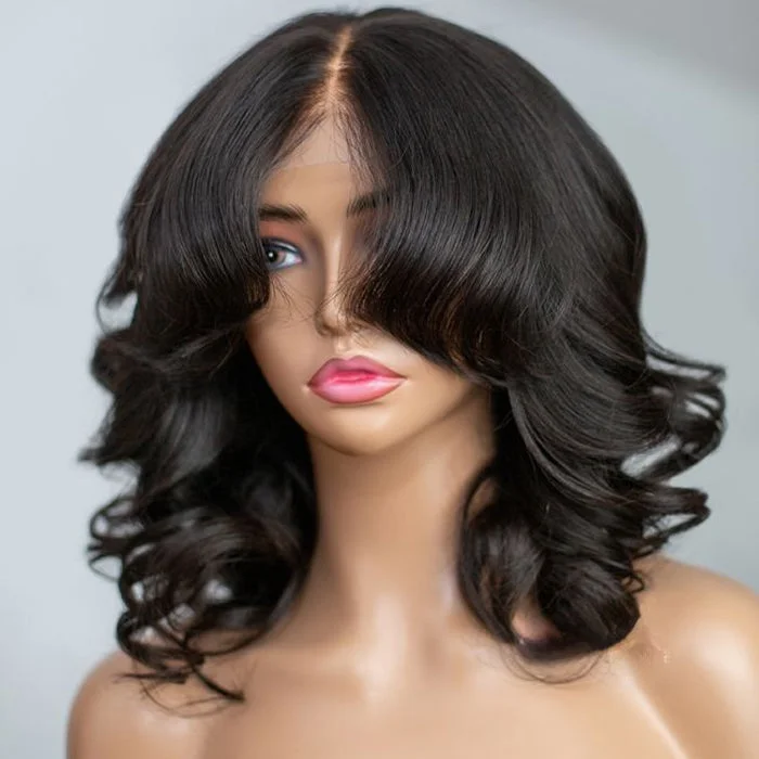 Bob Wigs for Corporate Events Adjustable - cap bob wig for a comfortable fitCurtain Bangs Short Body Wave Bob Wig Chic Retro 13x4/5X5 HD Lace Human Hair Wigs with Adjustable Strap Bob Wigs for Corporate Events Adjustable - cap bob wig for a comfortable fitCurtain Bangs Short Body Wave Bob Wig Chic Retro 13x4/5X5 HD Lace Human Hair Wigs with Adjustable Strap