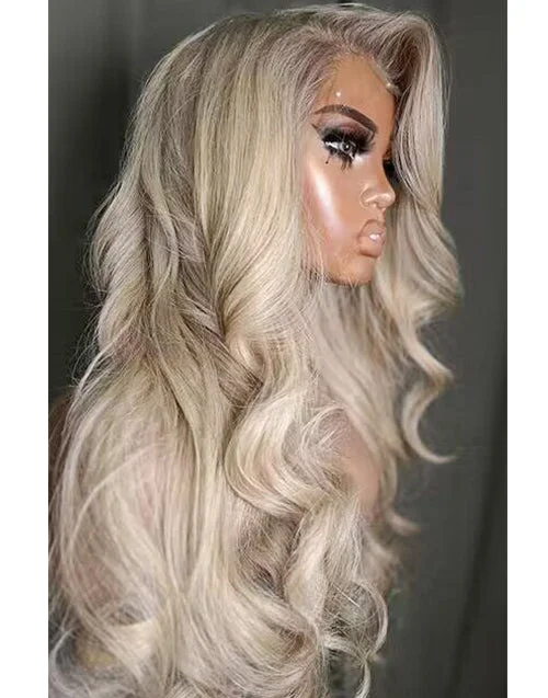 Colored wig with a silk - base cap for a comfortable and smooth feelGlueless Ombre Mixed Blonde Color Wavy 13x6 Lace Frontal Wig For Women Human Hair Colored wig with a silk - base cap for a comfortable and smooth feelGlueless Ombre Mixed Blonde Color Wavy 13x6 Lace Frontal Wig For Women Human Hair