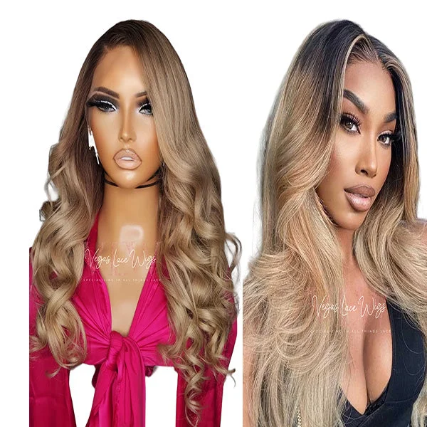 Adjustable - cap lace wig for a comfortable fitHD Invisible Lace Blond Wig Ombre