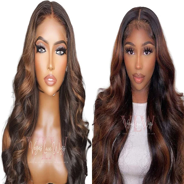 Lace wig with a straight texture for a sleek and minimalist lookHD Invisible Lace Body Wave with Highlights Daisha Lace wig with a straight texture for a sleek and minimalist lookHD Invisible Lace Body Wave with Highlights Daisha