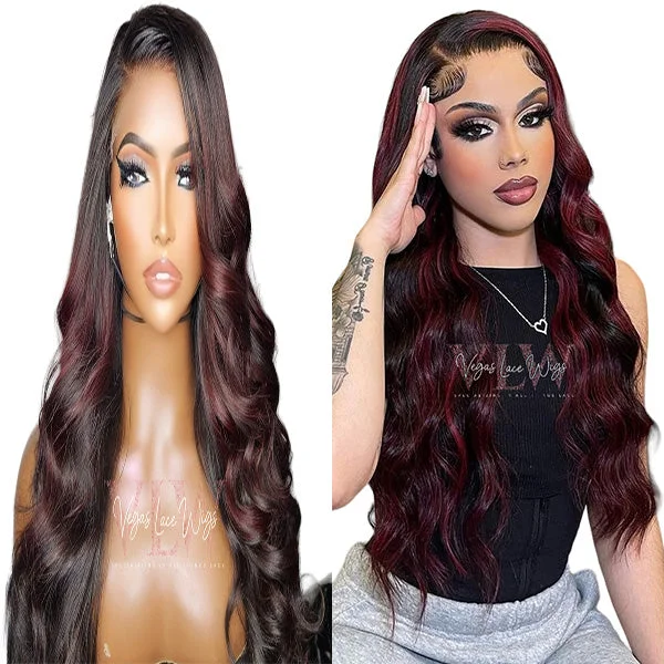 Adjustable - cap lace wig for a comfortable fitHD Lace Invisible Lace Highlight 99j Wig Serobie Adjustable - cap lace wig for a comfortable fitHD Lace Invisible Lace Highlight 99j Wig Serobie