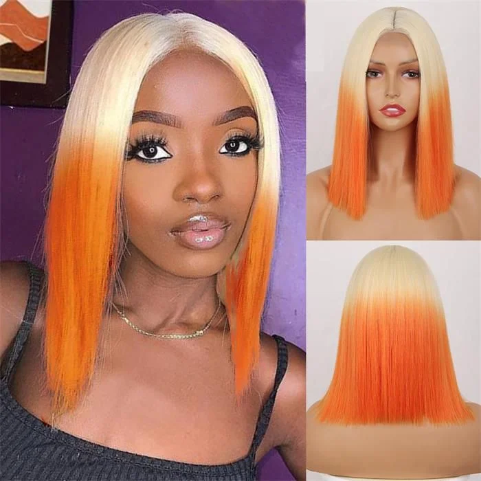 Bob Wigs with Bangs for Square Faces Layered bob wig to add volume and dimensionIns Hot Ombre Blonde Orange Short Bob Mini 13x4 HD Lace 150% Density Human Hair Wigs Bob Wigs with Bangs for Square Faces Layered bob wig to add volume and dimensionIns Hot Ombre Blonde Orange Short Bob Mini 13x4 HD Lace 150% Density Human Hair Wigs