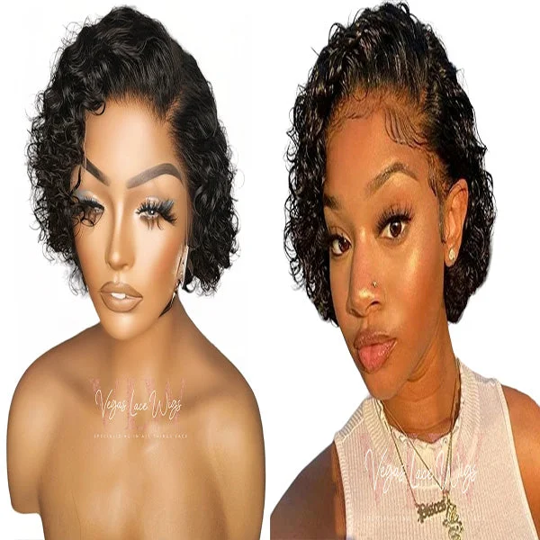 Lace wig with a pre - plucked hairline for a more natural lookInvisbile Lace Pixie Cut Wig Lace wig with a pre - plucked hairline for a more natural lookInvisbile Lace Pixie Cut Wig
