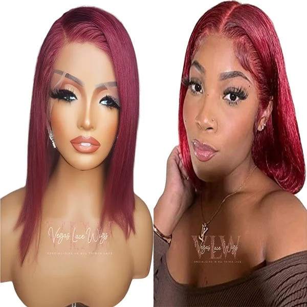 Lace wig with a curly texture for a bold and stylish choiceInvisible HD Lace Bob Wig Straight Red