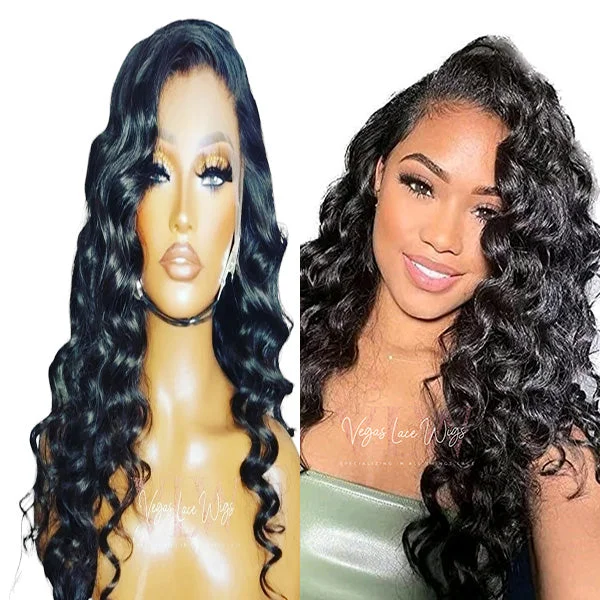 Lace wig with a wavy texture for a beachy lookInvisible Lace HD Loose Curl