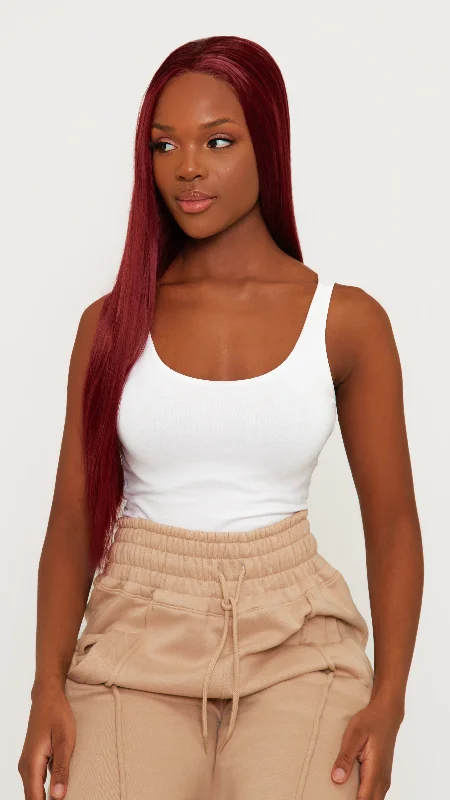 Lace wig with a pre - plucked hairline for a more natural lookKLARRISE 26" BURGUNDY SILK STRAIGHT LACE FRONT WIG Lace wig with a pre - plucked hairline for a more natural lookKLARRISE 26" BURGUNDY SILK STRAIGHT LACE FRONT WIG