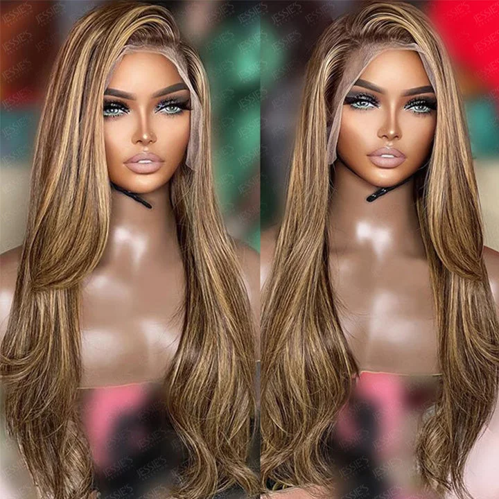 Lace wig with a wispy fringe for a soft and feminine lookLayer Cut Piano Brown Straight 13x4 Lace Frontal Highlights Human Hair Glueless Wig Preplucked Lace wig with a wispy fringe for a soft and feminine lookLayer Cut Piano Brown Straight 13x4 Lace Frontal Highlights Human Hair Glueless Wig Preplucked