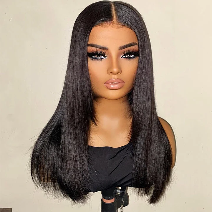 Human - hair lace wig for a luxurious and natural feelLayered Cut 7x5 Pre Cut Lace Wig Straight Preplucked Glueless Wig Human - hair lace wig for a luxurious and natural feelLayered Cut 7x5 Pre Cut Lace Wig Straight Preplucked Glueless Wig