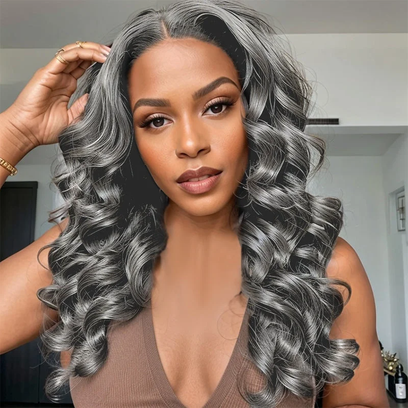 Colored wig with a side - swept bang for a sophisticated lookLinktohair Limited Design | Salt And Pepper Roll Curly Long Hair 13x4 Lace Front Wig 100% Human Hair Colored wig with a side - swept bang for a sophisticated lookLinktohair Limited Design | Salt And Pepper Roll Curly Long Hair 13x4 Lace Front Wig 100% Human Hair