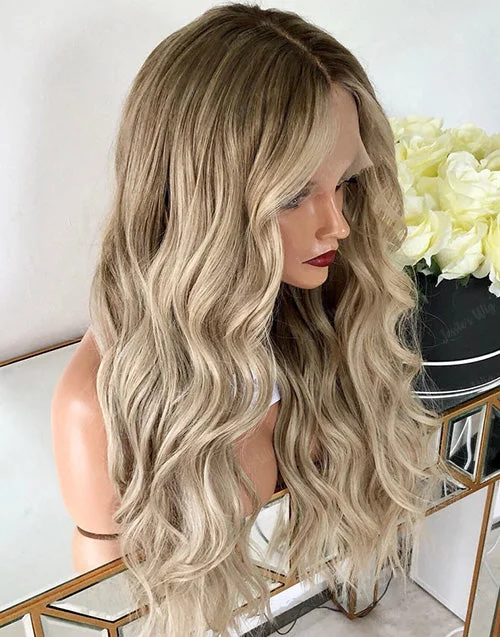 Colored wig with a silver - grey color for a trendy and cool - toned lookOmbre Ash Blonde Long Wavy Wig 220% Density 360 Full Lace Frontal Human Hair Wig for Women Colored wig with a silver - grey color for a trendy and cool - toned lookOmbre Ash Blonde Long Wavy Wig 220% Density 360 Full Lace Frontal Human Hair Wig for Women