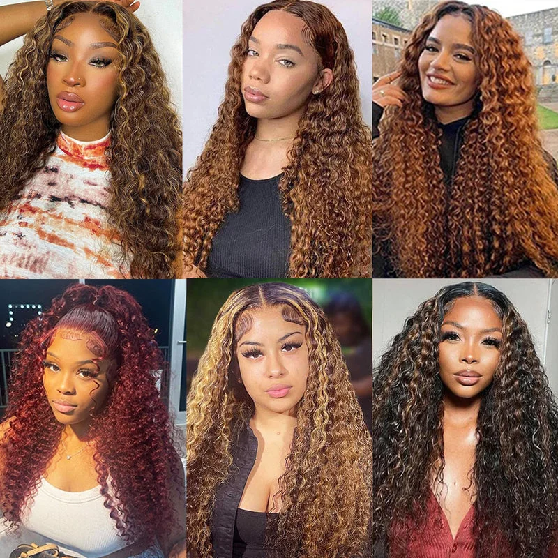 Colored wig with a pre - bleached knot for a natural - looking scalpOmbre #1B/99J #2 #4 Deep Wave Colored 4×4 Lace Closure Wigs With Highlight Transparent Lace Wigs Colored wig with a pre - bleached knot for a natural - looking scalpOmbre #1B/99J #2 #4 Deep Wave Colored 4×4 Lace Closure Wigs With Highlight Transparent Lace Wigs