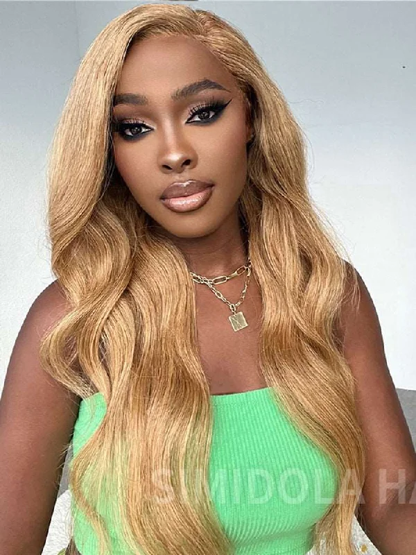 Colored wig with a 150 - density for a full and thick appearancePre-Plucked | Simidola Honey Blonde Wear Go 4x6 Lace Body Wave Wig