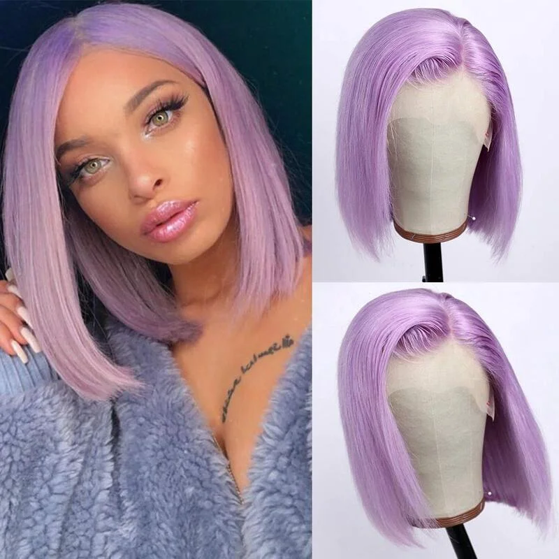 Colored wig with a middle - part for a classic and elegant stylePurple Colored Bob Wig HD Transparent Pre-plucked Lace Bob Wig Human Hair Colored wig with a middle - part for a classic and elegant stylePurple Colored Bob Wig HD Transparent Pre-plucked Lace Bob Wig Human Hair
