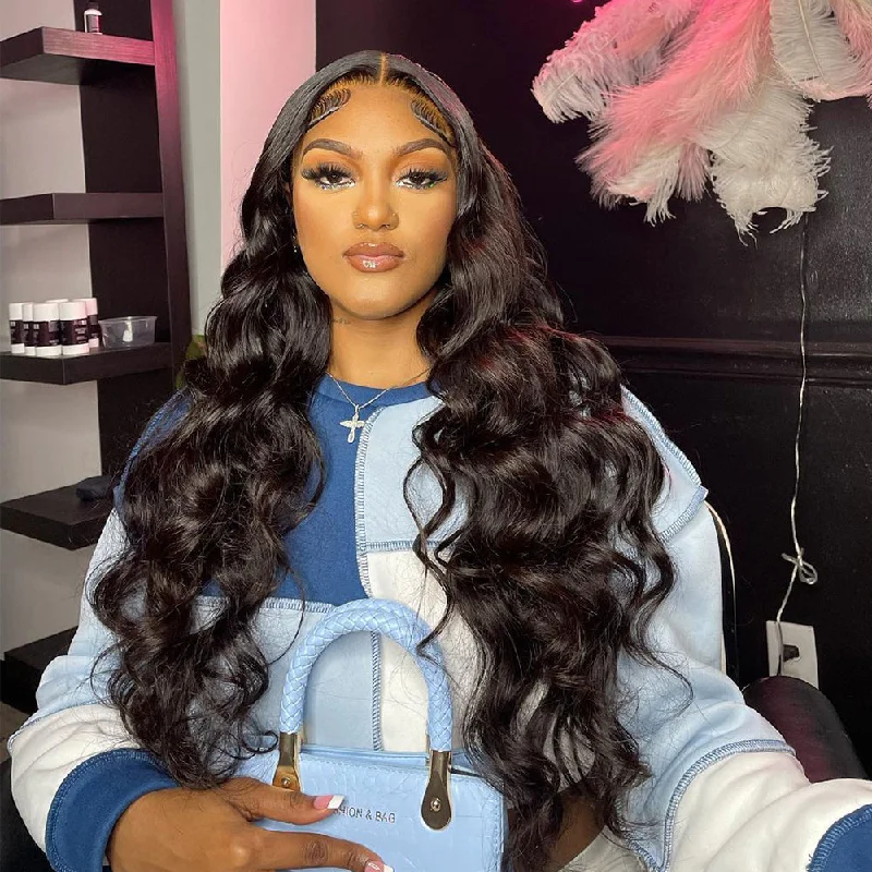 Lace wig with a middle - part for a classic and elegant styleReal HD Lace Frontal Wigs Virgin Hair Body Wave Style Human Hair Lace wig with a middle - part for a classic and elegant styleReal HD Lace Frontal Wigs Virgin Hair Body Wave Style Human Hair