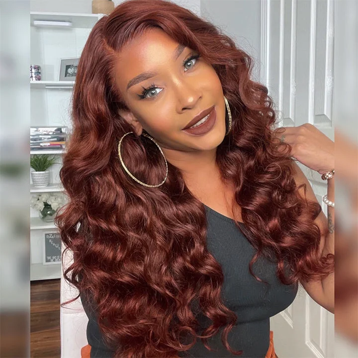 Lace wig with a silk - base cap for a comfortable and smooth feelReddish Brown Body Wave 13x4 Lace Front Wig Copper Color 4x4 Lace Human Hair Wig Lace wig with a silk - base cap for a comfortable and smooth feelReddish Brown Body Wave 13x4 Lace Front Wig Copper Color 4x4 Lace Human Hair Wig