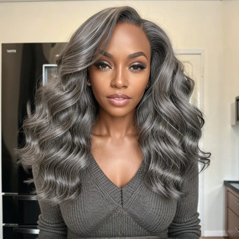 Colored wig in a vibrant pink color for a bold and eye - catching lookSalt And Pepper Long Hair Side Part Layered 5×5 Closure Lace Wig Colored wig in a vibrant pink color for a bold and eye - catching lookSalt And Pepper Long Hair Side Part Layered 5×5 Closure Lace Wig