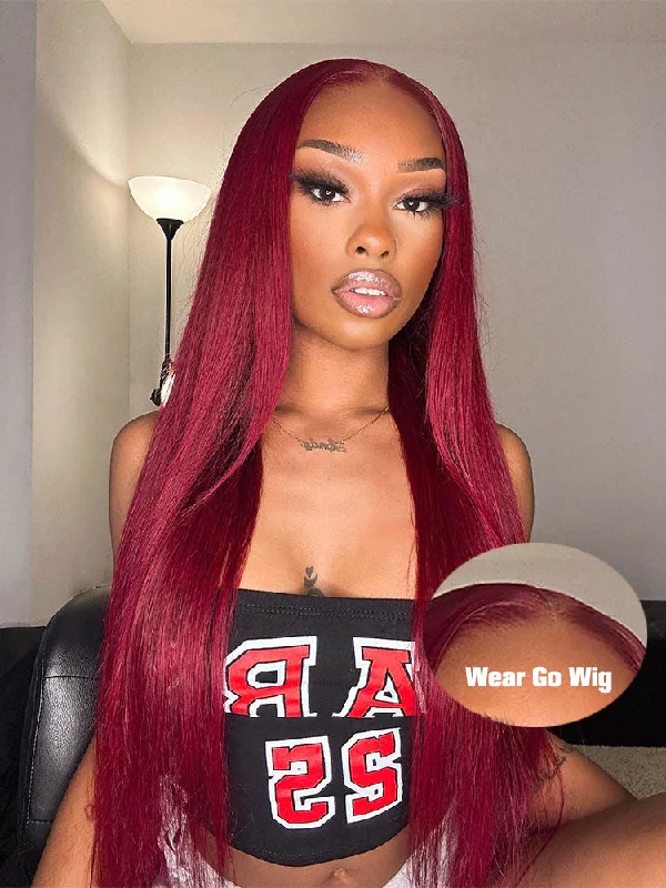 Human - hair colored wig for a natural and luxurious feelPre-Plucked | Simidola 99J Wear Go 4x6 Lace Straight Hair Wig Human - hair colored wig for a natural and luxurious feelPre-Plucked | Simidola 99J Wear Go 4x6 Lace Straight Hair Wig