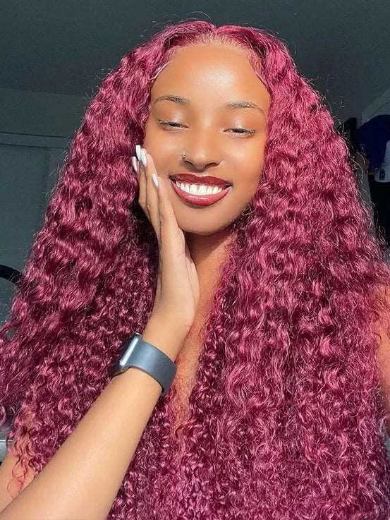 Colored wig with a curly texture for a bold and stylish choicePre-Plucked | Simidola 99J Wear Go 4x6 Lace Water Wave Wig Colored wig with a curly texture for a bold and stylish choicePre-Plucked | Simidola 99J Wear Go 4x6 Lace Water Wave Wig