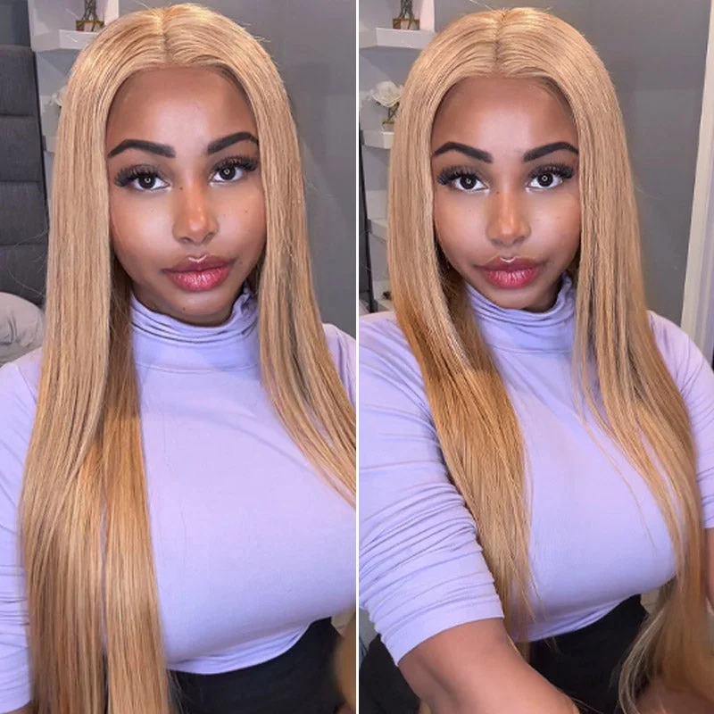 Colored wig with a natural - looking root for a more realistic lookStraight Hair Pre Cut 8x5 HD Lace Closure Wig Honey Blonde Colored Wigs Human Hair Colored wig with a natural - looking root for a more realistic lookStraight Hair Pre Cut 8x5 HD Lace Closure Wig Honey Blonde Colored Wigs Human Hair