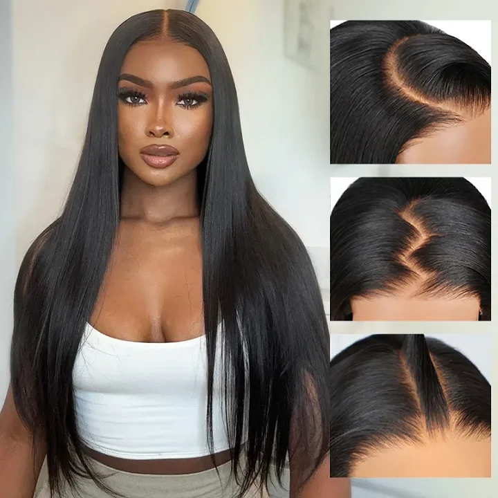 Lace wig with a 13x4 lace frontal for a wide - parting area5x6 Pre Cut Lace Wig Glueless 9x6 Parting Max Lace Straight Human Hair Wigs Lace wig with a 13x4 lace frontal for a wide - parting area5x6 Pre Cut Lace Wig Glueless 9x6 Parting Max Lace Straight Human Hair Wigs