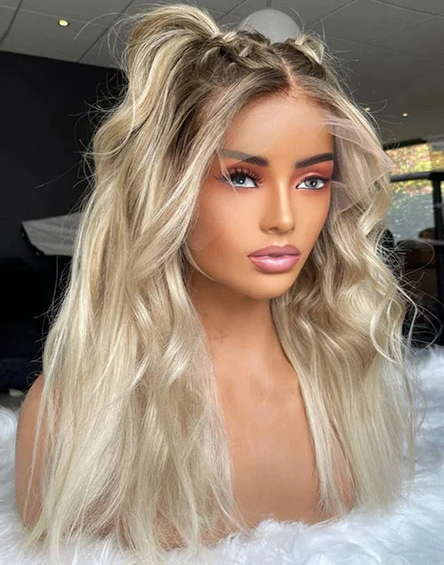 Colored wig with a wavy texture for a beachy and fun lookLight Ash Blonde Wavy 13x6 Frontal Glueless Wig Need to Do Cute Braids/Ponytail by Yourself Human Hair Colored wig with a wavy texture for a beachy and fun lookLight Ash Blonde Wavy 13x6 Frontal Glueless Wig Need to Do Cute Braids/Ponytail by Yourself Human Hair