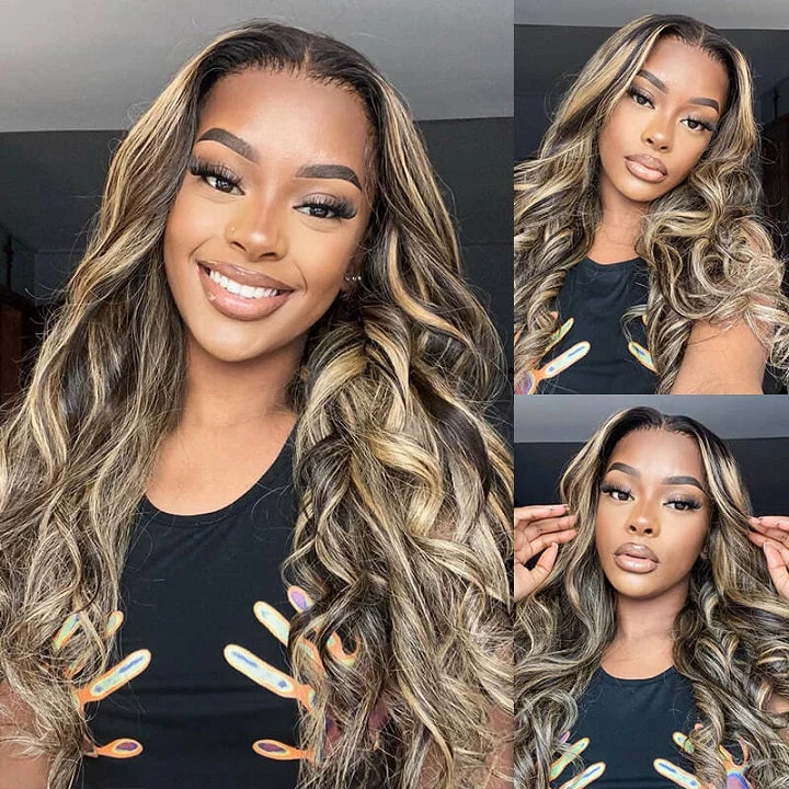 Lace wig in a chocolate - brown color for a rich and warm appearance(Super Deal) FB27 Balayage Wavy Lace Front Glueless Wig Pre Cut Lace Human Hair Lace wig in a chocolate - brown color for a rich and warm appearance(Super Deal) FB27 Balayage Wavy Lace Front Glueless Wig Pre Cut Lace Human Hair