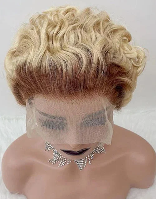 Colored wig with a straight texture for a sleek and minimalist lookT4/613 Short Curly Pixie Cut Wigs 13x4 Lace Front Wig HD Lace Glueless Human Hair Wig Colored wig with a straight texture for a sleek and minimalist lookT4/613 Short Curly Pixie Cut Wigs 13x4 Lace Front Wig HD Lace Glueless Human Hair Wig
