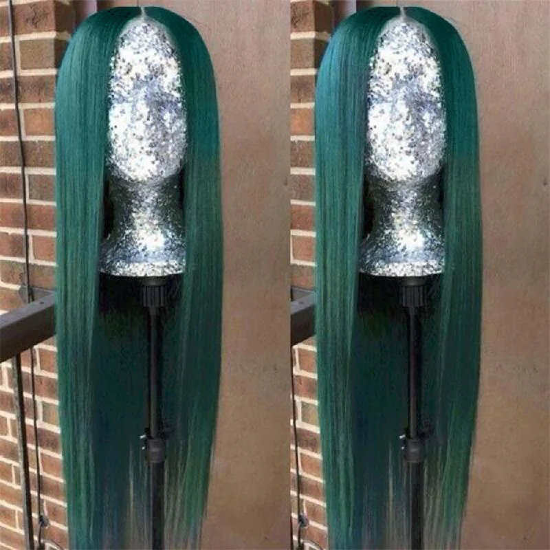 Synthetic colored wig with a heat - resistant formula for easy stylingTint Green/Green/Dark Green HD Transparent Lace Front Wig 100% Virgin Human Hair Synthetic colored wig with a heat - resistant formula for easy stylingTint Green/Green/Dark Green HD Transparent Lace Front Wig 100% Virgin Human Hair