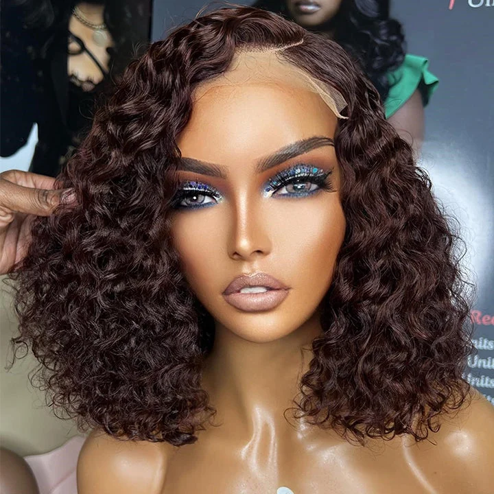 Synthetic lace wig with a heat - resistant formulaWine Burgundy Color Cute Curly 5x5 Lace Bob Glueless Human Hair Wig Synthetic lace wig with a heat - resistant formulaWine Burgundy Color Cute Curly 5x5 Lace Bob Glueless Human Hair Wig