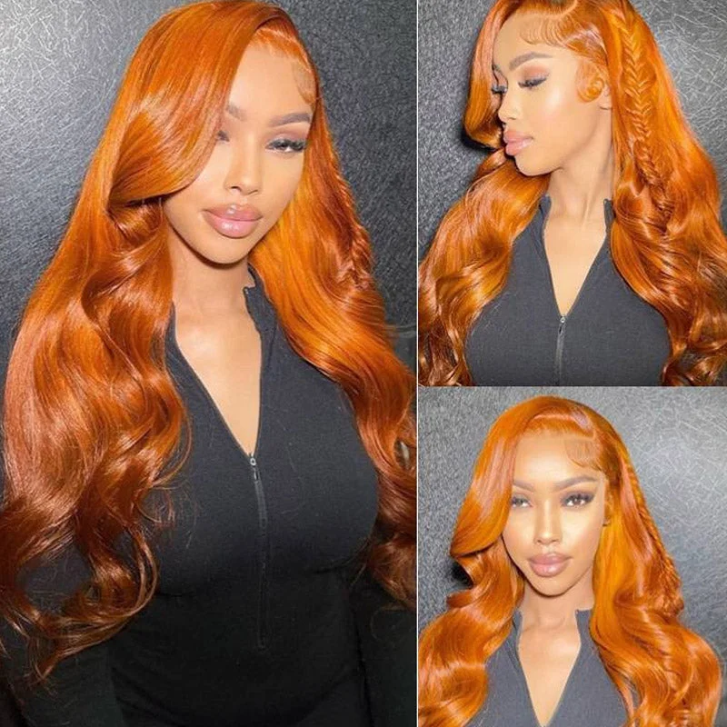 Colored wig with a natural - looking root for a more realistic lookYMY Hair Burnt Orange Body Wave 13x4 Lace Human Hair Wigs Ginger Wig for Sale Colored wig with a natural - looking root for a more realistic lookYMY Hair Burnt Orange Body Wave 13x4 Lace Human Hair Wigs Ginger Wig for Sale