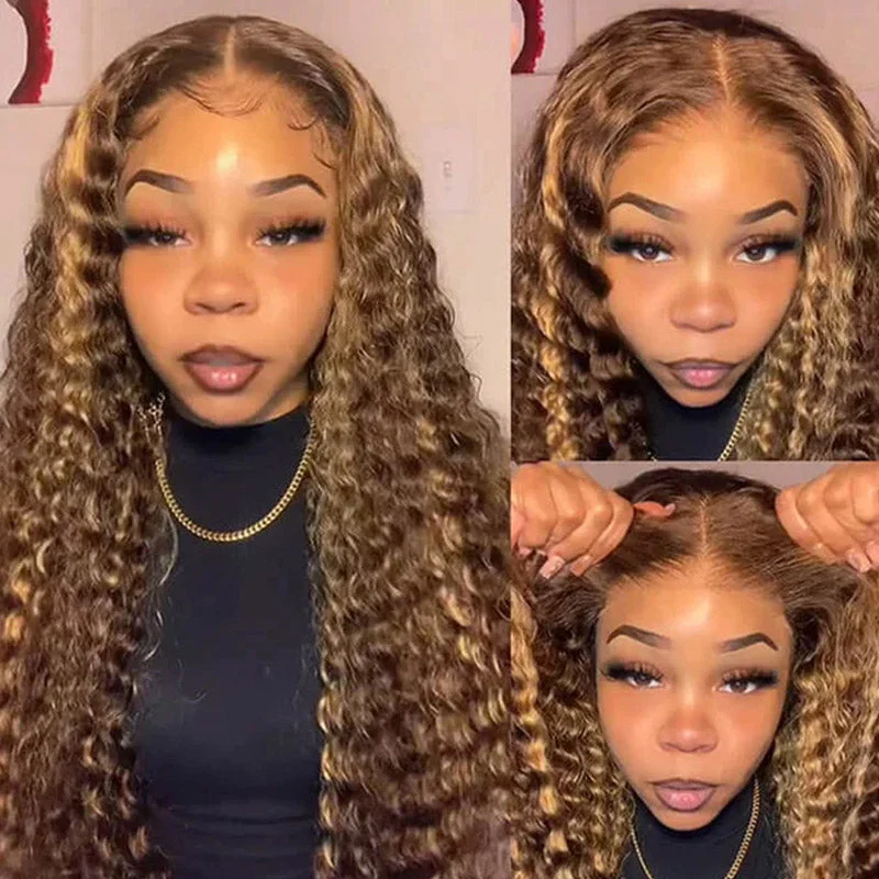 Colored wig with a silk - base cap for a comfortable and smooth feelYMY Hair Jerry Curly Ombre Honey Blonde Highlight 13x4 Lace Wig Colored wig with a silk - base cap for a comfortable and smooth feelYMY Hair Jerry Curly Ombre Honey Blonde Highlight 13x4 Lace Wig