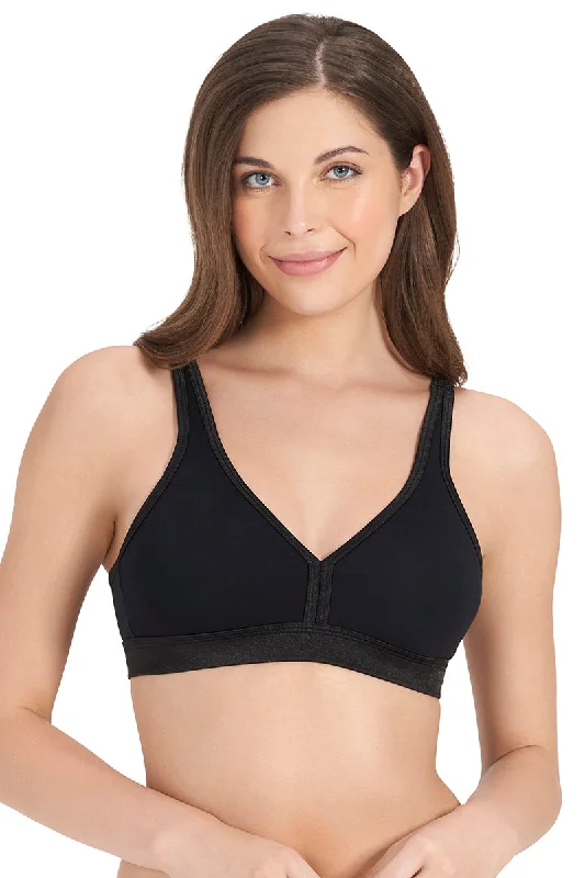 True Comfort V-Neck Non-Padded Non-Wired Bra - Black