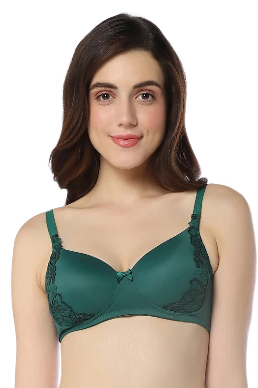 Floral Chic Padded Non-Wired Bra - Botanical Garden & Black