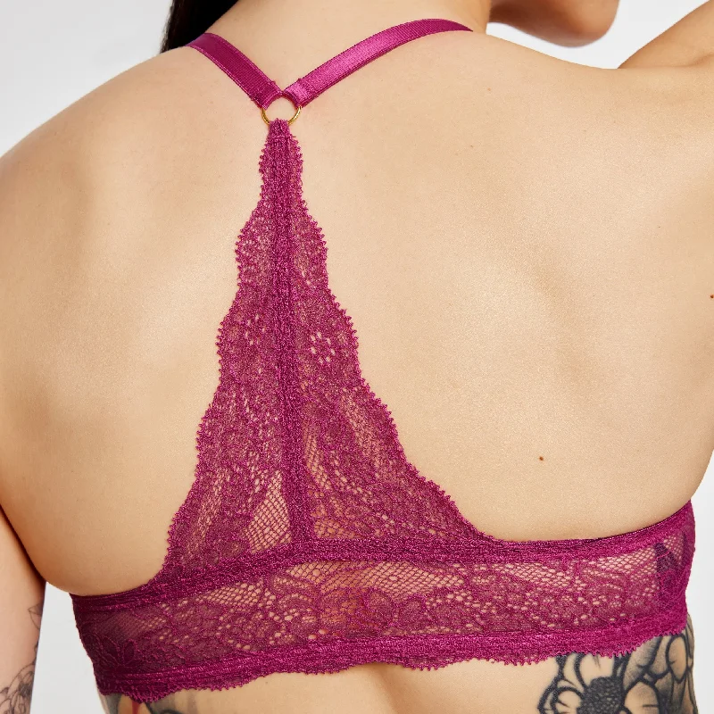 Lace Racerback Lift Up Bra Cerise