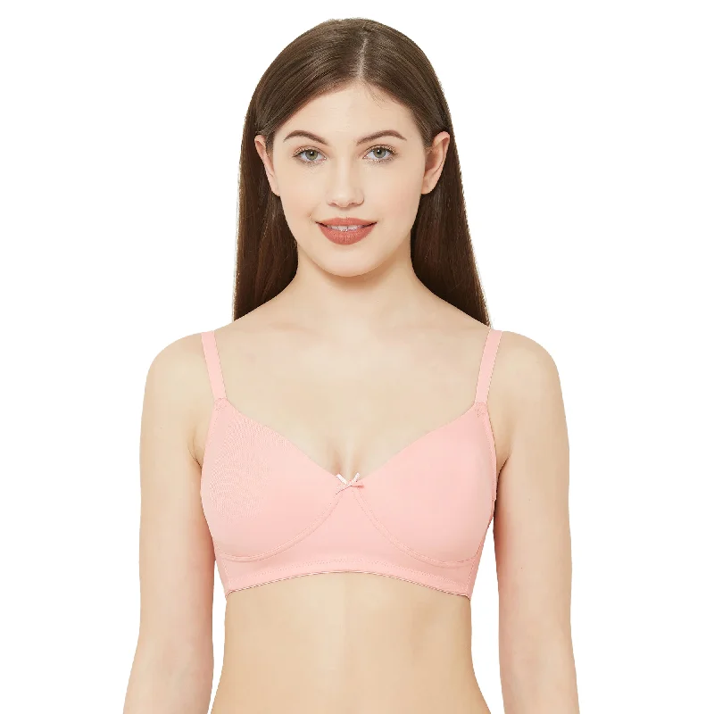 Saheli-Cotton Basics Plain Non Padded Mold Bra Peach