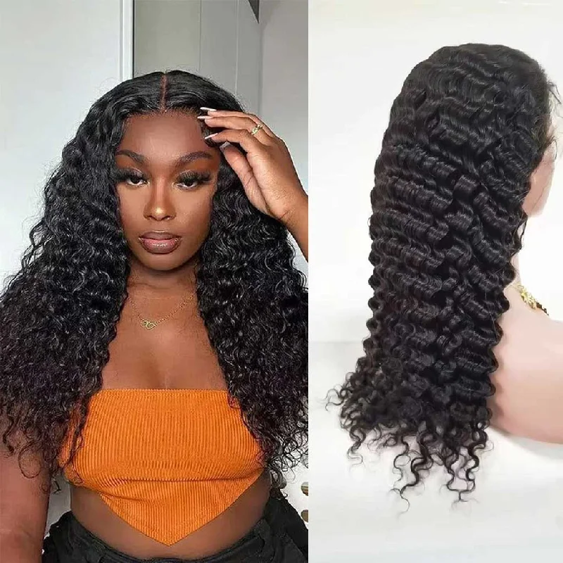 Wavy wig with a 180 - density for a full and thick appearance10A Brazilian Air Cap Easy Go Glueless Wig Deep Wave 13x4 Lace Frontal Wig 4x4 5x5 Lace Closure Wig Wear Go Wigs Wavy wig with a 180 - density for a full and thick appearance10A Brazilian Air Cap Easy Go Glueless Wig Deep Wave 13x4 Lace Frontal Wig 4x4 5x5 Lace Closure Wig Wear Go Wigs